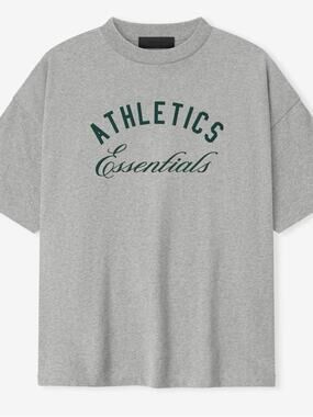 Fear of God Essentials Athletics Short Sleeve Tee - Gray with Dark Green Logo